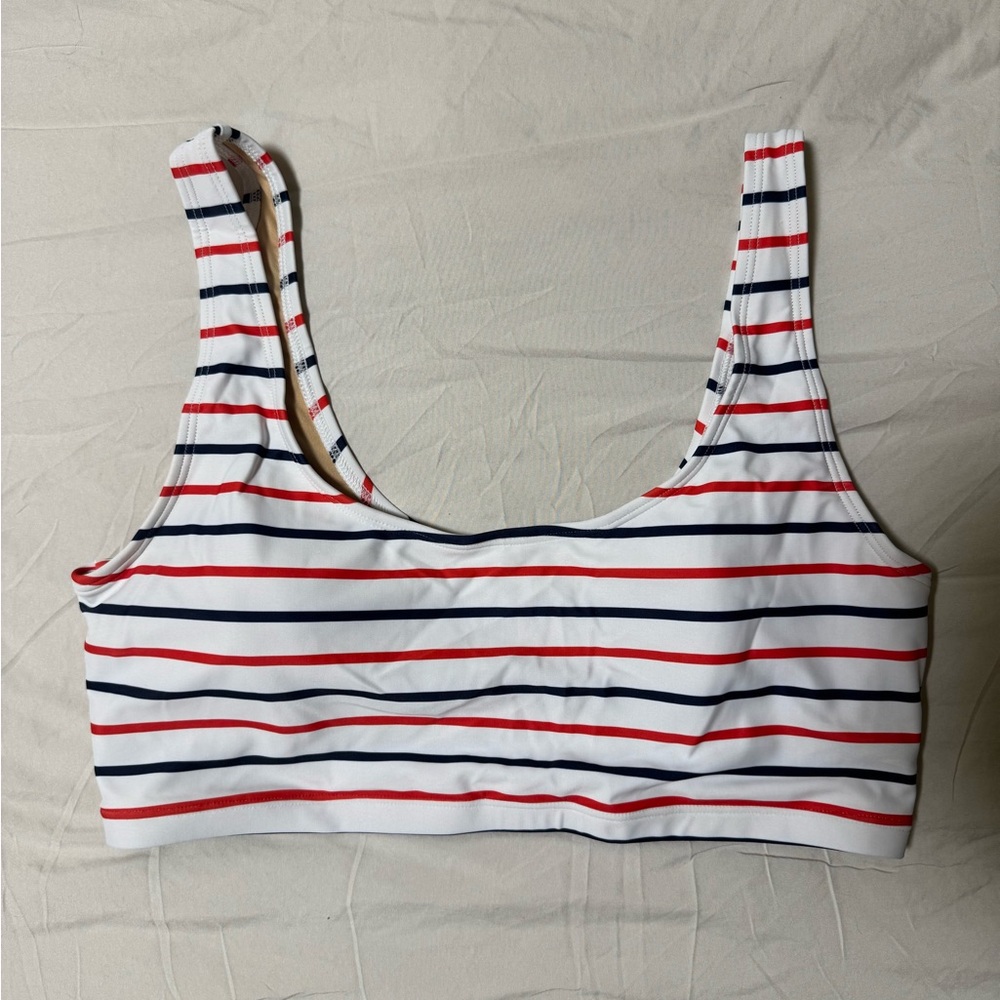 Striped White Swimsuit Top